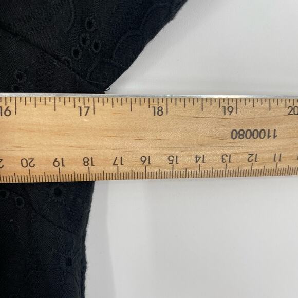 Madewell Dress Black Embroidered Eyelet Button Front Tiered Quiet Luxury XS - Picture 8 of 8